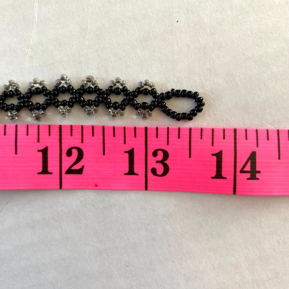 Handmade Hungarian Beaded Choker and Bracelet Set with Black and Silver Beads - Picture 9 of 11